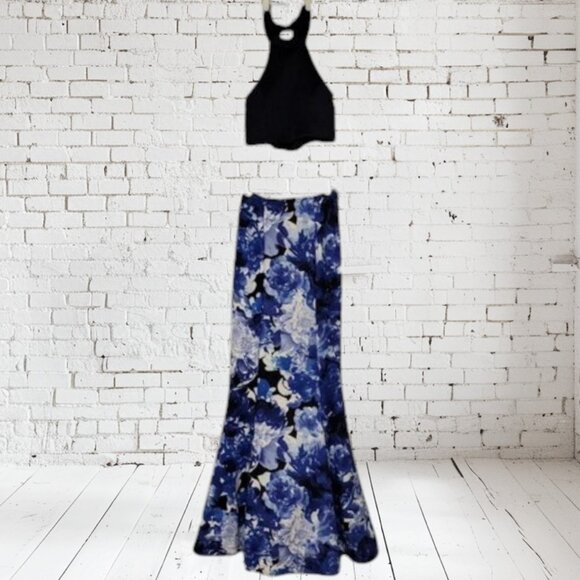 My Michelle 2 Piece Maxi Dress with Crop Top Lined - Picture 1 of 10